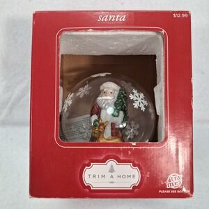 Trim A Home Glass Globe Santa Reindeer LED Color Changing Christmas EUC